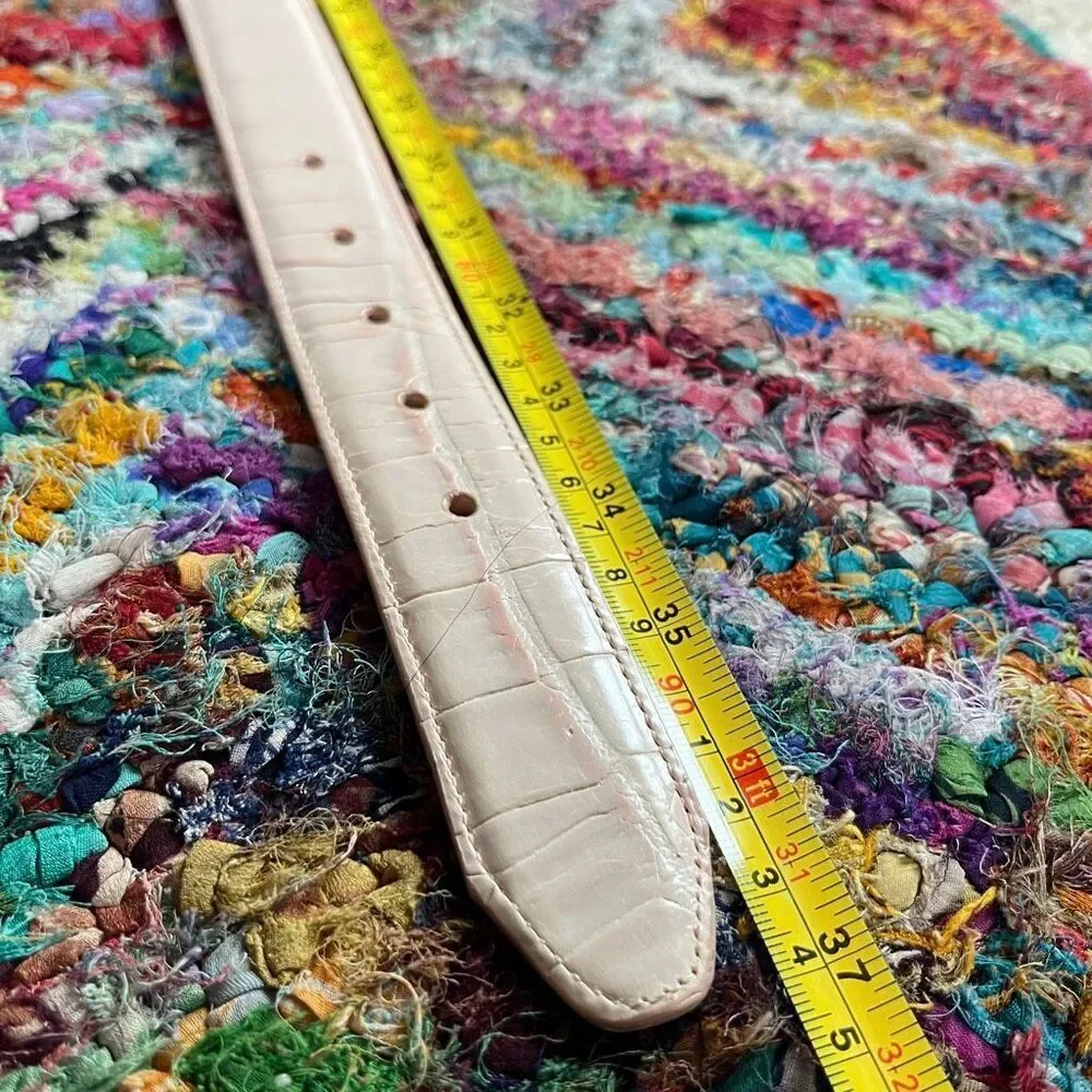 Brighton Blush Pink Reptile Embossed Belt Silver Plate Hardware M/L